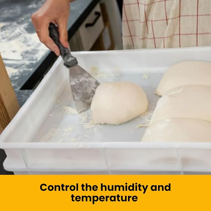 L'Oro Del Sud Commercial Dough Proofing Box Tray with Lid, White, 2 Trays | 23.6" x 15.74" x 2.75" Stackable Dough Tray for Pizza Dough Proofing, Impact and Temperature Bin Resistant, Product of Italy - Image 5
