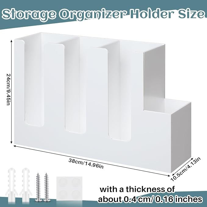 4 Compartments Acrylic Coffee Cup and Lid Storage Organizer Holder Disposable Paper Cup Dispenser Organizer Plastic Lid Holder Accessories for Kitchen Bar Shop Party Supplies (White) - Image 2