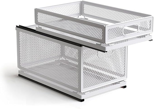 Pull Out Cabinet Organizer, Slide Out Drawers Fixed with Adhesive Nano Film, Pantry Shelves Sliding Drawer Storage Organization for Kitchen (Double Layer 15.7*9.4*12.28inch/40*24*31.2cm) by Unknown