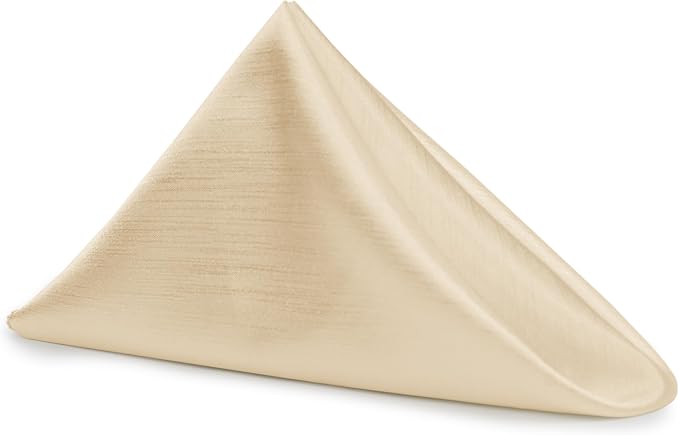17x17-Inch Shantung Satin Cloth Napkins, Ivory, Set of 120 | Bulk Case of 10 Dozen, Square, 100% Polyester Fabric, Reversible, Faux Dupioni Silk Reverse Side, Machine Washable by UltimateTextile