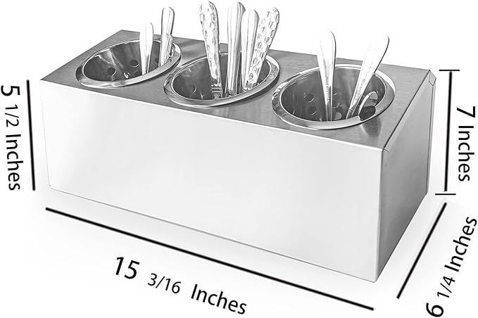 Flatware Organizers Stainless Steel Cylinder Flatware Silverware Utensil Holder Organizer Caddy (3 holes) - Image 5