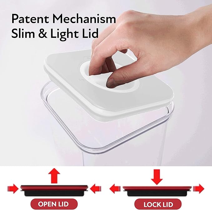 Neoflam 16 Set, Kitchen Pantry Airtight Smart Seal Square Dry Food Storage with Lid, BPA Free, Modular, Stackable, Clear Canister for Cereal, Sugar, Flour, Snack, Coffee, Pasta, Spaghetti Container - Image 3