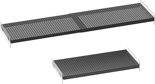 Adjustable Closet Shelves Organizers, Expandable for Cabinet Rack Storage Wardrobe Tension Shelving for Pantry Cupboard Kitchen (2 Perforated, W:7.87" x L: 17" to 31") by SlimmKISS