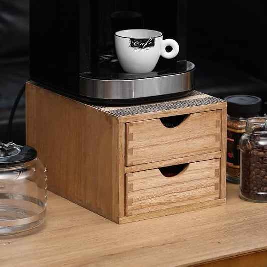 DDYURI Drawer Holder for Coffee Brew - Kitchen Machine Stand Shelf Contertop - Serve Coffee Station and Pod Capsule Storage Organizer for Home Decor Office Storage Solution 2-Tier CF2D2C-Light by DDYURI