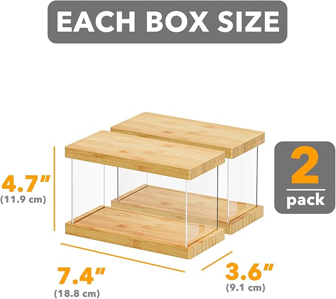 SpaceAid Bamboo Food Storage Container - Airtight Cereal Containers with Lids, Kitchen Cereal Canisters Pantry Organizers and Storage for Rice, Flour, Coffee, Snack, Extra Small 2 Pack - Image 2