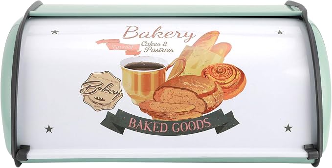 Roll Top Bread Box for Kitchen Counter - Metal Bin Retro Food Storage Container, 13"x9.4"x5.9" (Green) - Image 7