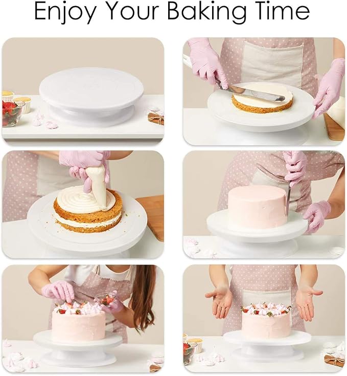 12 Piece Cake Decorating Nozzle Cake Making Set Combo - Versatile Baking and Cake Decoration Kit with 360-Degree Rotating Turntable, Icing Nozzles, Scraper Set, Silicone Spatulaa (Combo 3) - Image 7