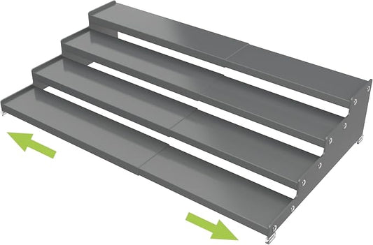Jojocross Expandable 4-Tier Step Spice Rack Organizer for Kitchen Cabinet Modern Design and Non Skid Space Saving Storage Shelf for Countertop Cabinets Pantry (1Pack/Gun-Grey) by JOJOCROSSHIGHQUALITYLIFE