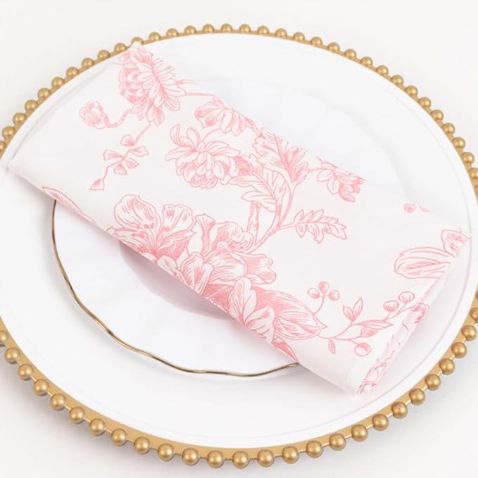 Efavormart Premium Cloth Napkins Set of 5, 20x20 Inch White/Pink Seamless Dinner Napkins, Washable Linen Table Napkin Cloth with Hemmed Edges for Weddings, Party and Banquet by efavormart