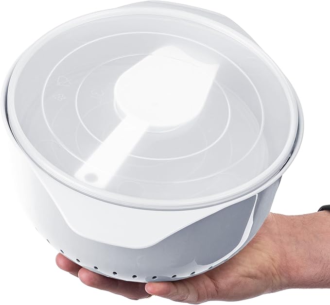KADAX Plastic Bowl Set - Mixing Bowls with Lids 1.5L & 3L, Scoop & 3.5L Kitchen Strainer - Stackable Kitchen Accessories for Baking, Cooking, Washing & Storing - Image 5