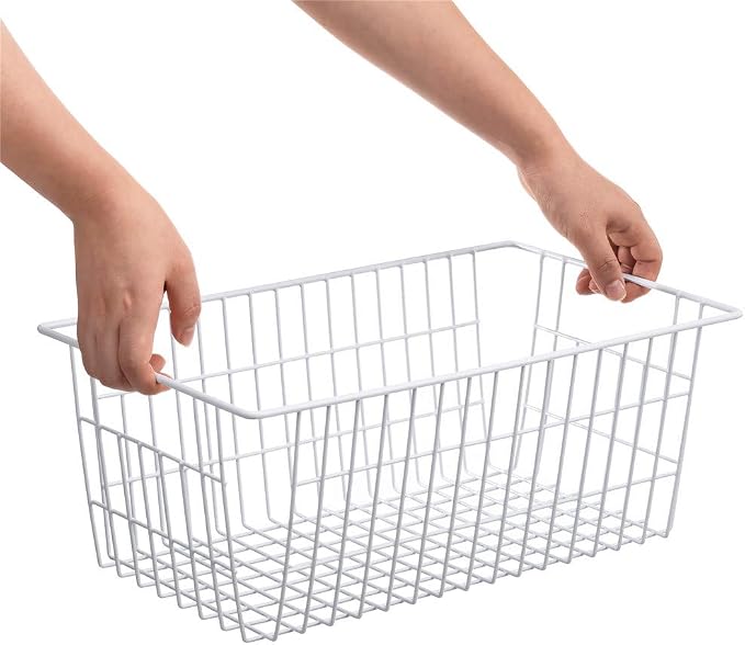 SANNO Wire Metal Baskets Freezer Baskets Farmhouse Organizer Storage Bins Large Organizer Bins for Shelf Storage, Office, Bathroom, Pantry Organization Storage Bins Rack with Handles-Set of 6 - Image 2