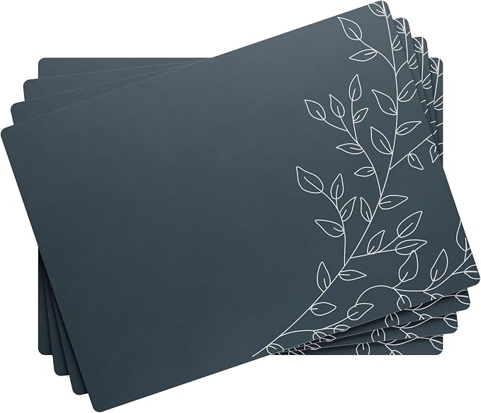 Royalty Art Boho Placemats, Set of 4, Mystic Midnight Blue, Cork Back | Wipeable heat resistant surface, kitchen and dining table protection, floral farmhouse pattern - Image 6
