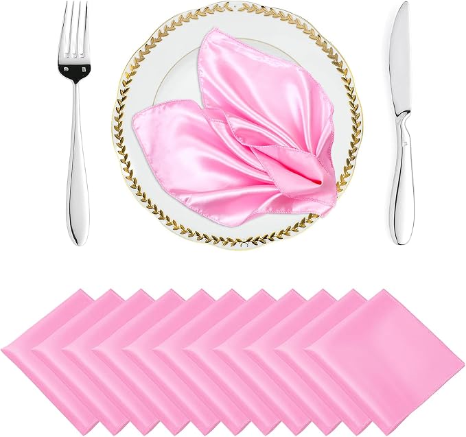 MDS® Pack of 200 Satin Napkins 12 x 12 Inch, Soft Silky Reusable Cloth Dinner Table Napkins for Wedding Décor, Reception, Birthday, Parties, Banquets, Catering, Restaurants & Hotel - Pink by MDS