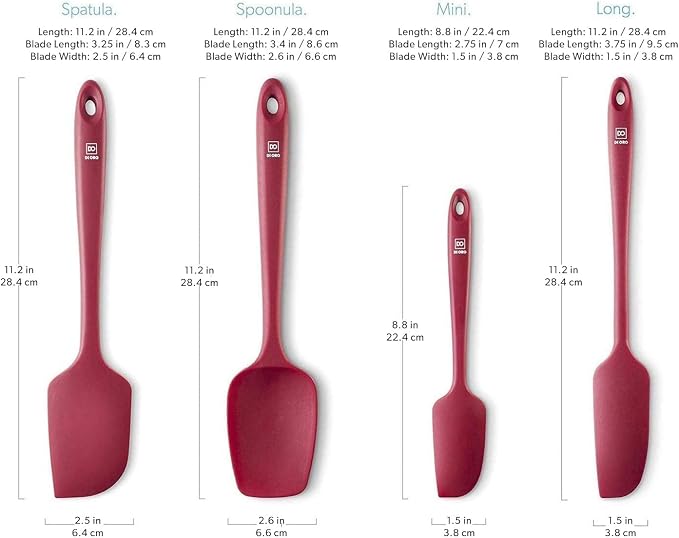 DI ORO Silicone Spatula Set - Rubber Kitchen Spatulas for Baking, Cooking, & Mixing - 600°F Heat-Resistant & BPA Free Silicone Scraper Spatulas for Nonstick Cookware - Dishwasher Safe (5pc, Red) - Image 5