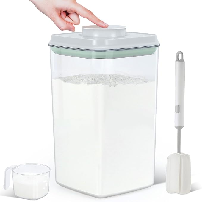 4.2 Qt Airtight Flour Rice Storage Container with Pop-up Lid Sugar Holder | Crystal-Clear BPA Free Plastic Spaghetti Containers, Tall and Slim Food Storage Bin for Kitchen Pantry Organization - Image 8
