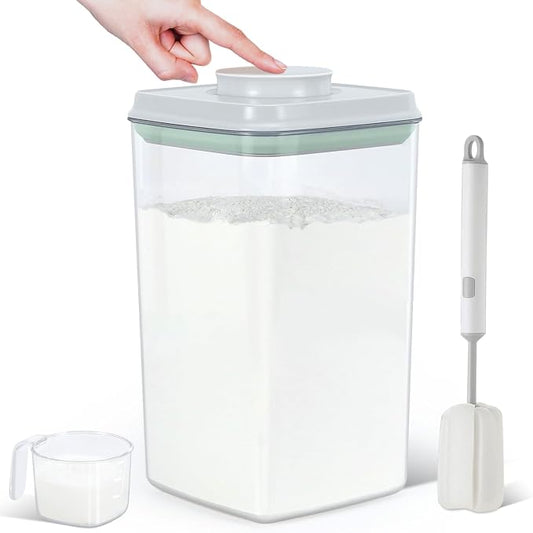 4.2 Qt Airtight Flour Rice Storage Container with Pop-up Lid Sugar Holder | Crystal-Clear BPA Free Plastic Spaghetti Containers, Tall and Slim Food Storage Bin for Kitchen Pantry Organization by TBMAXS