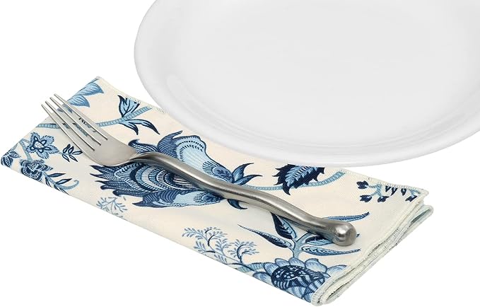 Cloth Napkins for Wedding Reception, Table Decor Linens, Blue Floral Fabric, Use with Tablecloth for Tablescapes, Settings, 18" x 18" Dinner, 100% Cotton, Washable, Soft, Reusable, Set of 12 - Image 6