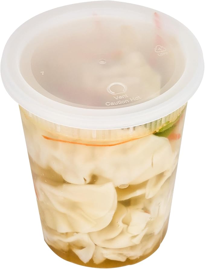 Restaurantware Plastic Food Container 100 Pack of 40 oz Clear Microwave-Safe Storage Container With Lid Leakproof Round Shape Disposable Freezer-Safe - Image 2
