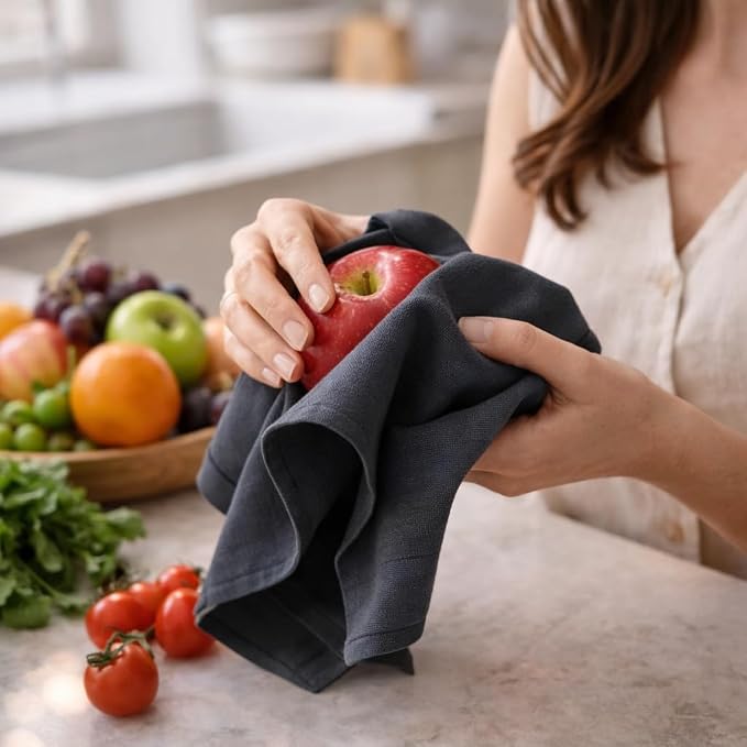Cotton Dinner Napkins Set of 12, 18x18 Inch Cloth Napkins | Dark Grey Fabric, Reusable & Machine Washable, Soft Durable Table Napkins for Weddings,Parties & everyday Dining - Image 6