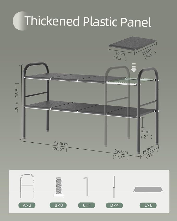 Under Sink Organizers and Storage,Expandable under cabinet organizer Shelf | 2 tier expandable shelf for kitchen,bathroom,shoe rack,8 Removable ABS Panels,Adjustable partition height,20.6-32.2" W,2 Pcs - Image 3