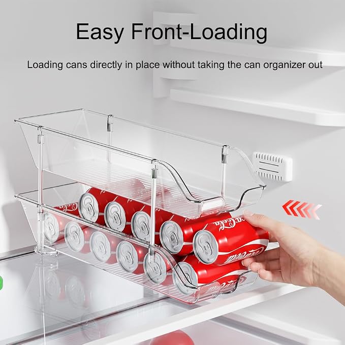 Stackable Soda Can Organizer for Pantry or Fridge, Holds 24 Cans | Heavy-Duty, Clear PET, Space-Saving Drink Organizer, Gravity Rolling, Pop can & Food can Dispenser/Storage/Container - Image 4