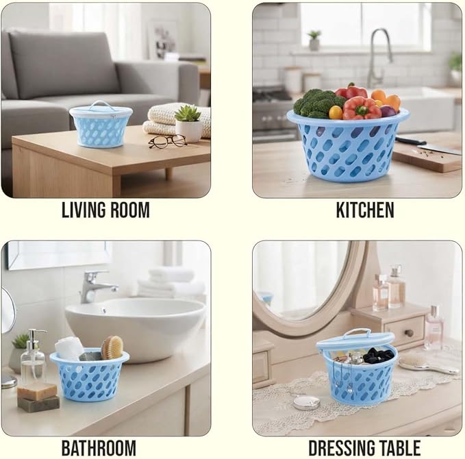 Go Hooked Plastic Storage Net Basket with Zip Closure – Multipurpose Mesh Organizer for Fruits, Vegetables, Essentials – Durable, Lightweight & Breathable Design for Home & Pantry Use (Blue) - Image 6