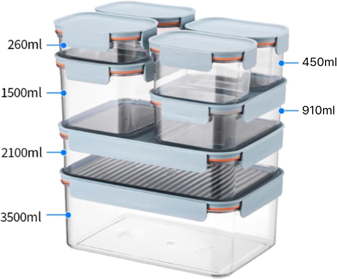LocknLock Tritan Plastic Bisfree Modular Plus Food Storage Container Set,14 set (7 containers & 7 Lids)- Navy - Image 6