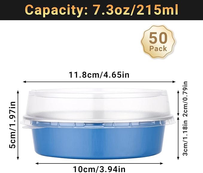 Beasea Mini Tart Pans with Lids 50 Pack, 4" 7.3oz Disposable Aluminum Foil Baking Tins Cups Round Pie Container for Individual Cupcake Dessert Muffin Cheesecake Quiche - Zebra Stripes - Image 2