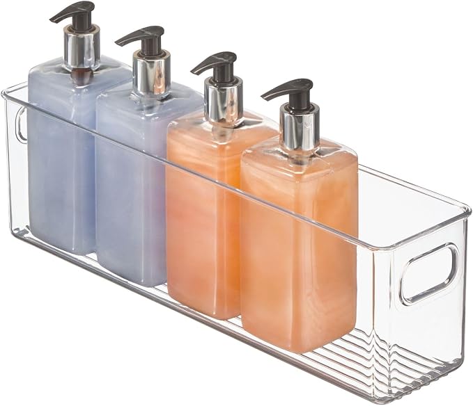 mDesign Plastic Bathroom Storage Container Bins w/ Handles - Closet, Cabinet, Vanity, Cupboard Shelf Organization, Hair Tools Accessory Organizer - Ligne Collection; Clear, ‎5x3.75x16 (Pack of 8) - Image 7