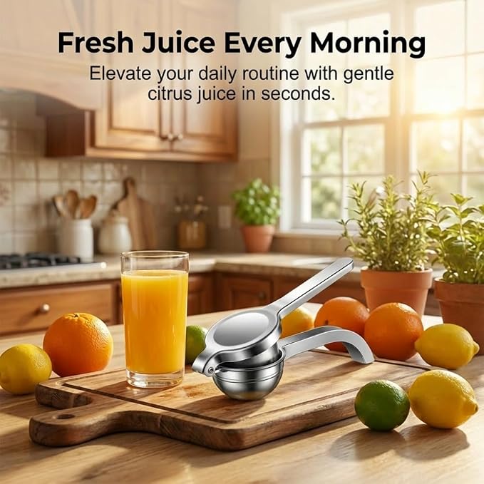 Handheld Lemon Juice Squeezer, Lemon Squeezer Stainless Steel, Manual Fruit Juice Squeezer, Heavy Duty Citrus Press Juicer, Ergonomic Hand Press Juicer for Lime, Orange, Grapefruit, Pomegranate (1pcs) - Image 5