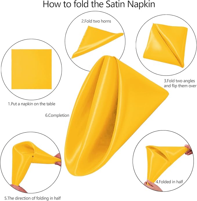 MDS® Pack of 150 Satin Napkins 12 x 12 Inch, Soft Silky Reusable Cloth Dinner Table Napkins for Wedding Décor, Reception, Birthday, Parties, Banquets, Catering, Restaurants & Hotel - Yellow Gold - Image 3