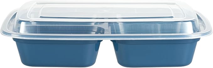 Asporto 26 Ounce Compartment Take Out Boxes, 100 Microwavable Meal Prep Containers - 3 Compartments, With Clear Plastic Lids, Midnight Blue Plastic Food Containers, Do Not Contain BPA - Restaurantware - Image 14