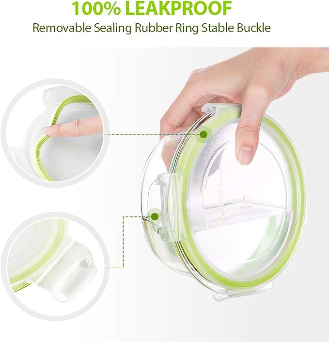 Bayco Glass Food Storage Containers with Lids, [24 Piece] Glass Meal Prep Containers, Airtight Bento Boxes, Leak Proof (12 lids & 12 Containers) - Green - Image 4