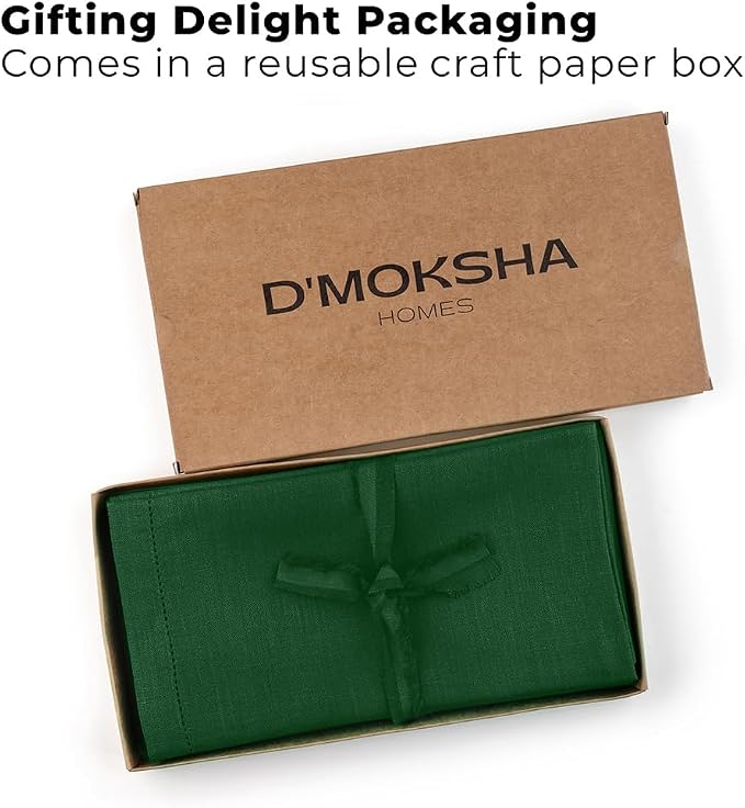Signature Linen™ by D'Moksha Eden Green Dinner Napkins Set of 4, 20 x 20 Inch Cloth Napkins, 100% Pure Linen, Hemstitch, Machine Washable Table Napkins- Summer, Weddings, Outdoor hostings - Image 5