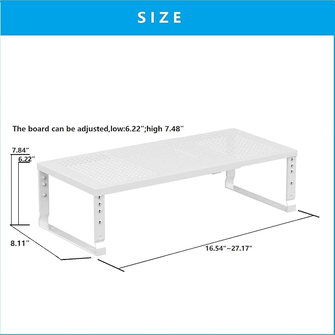 Expandable,Adjustable & Stackable Spice Rack, Cabinet Kitchen Countertop Shelf Organizer,Metal Pantry Storage Shelves - Space-Saving Storage Solution(1Pack/White/Medium) - Image 4