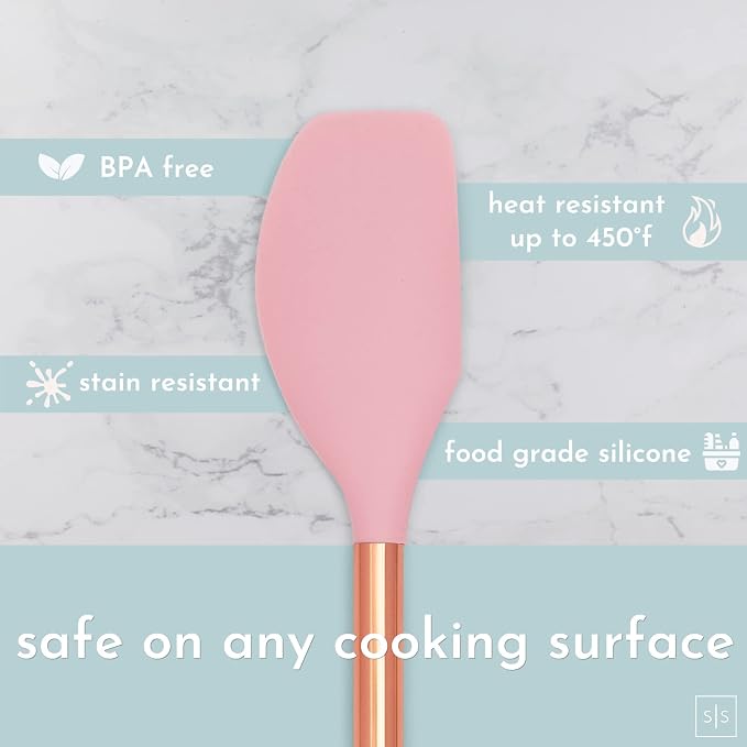 Styled Settings Copper and Pink Kitchen Utensils Set, 17-Piece | Utensils Set with Copper Utensil Holder and Measuring Cups and Spoons for Stylish Cooking and Baking - Image 4