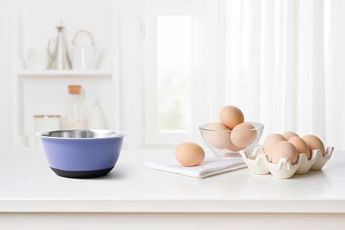 Fox Run Stainless Steel Mixing Bowl, Purple, Large 10.75 Quart Mixing Bowl | Non-Skid Base Keeps The Bowl In Place | Cute Purple Mixing Bowl | Large 10.75 Quart Capacity | Perfect For Salads & Dough - Image 3