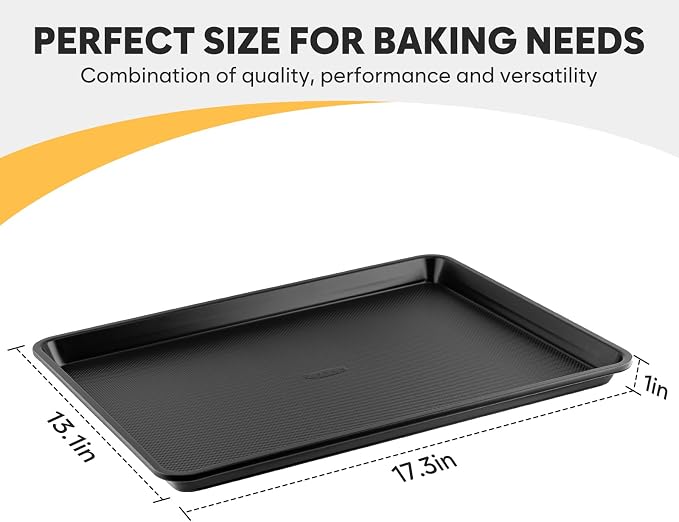 Half Sheet Pan 17.3” x 13.1”, Cookie Sheets for Baking 0.8mm Thick Non Stick Baking Sheets for Oven Heavy Duty Baking Trays - Image 3