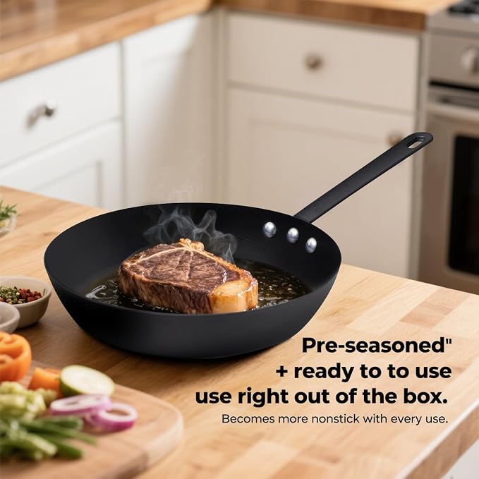 Coating-Free Carbon Steel Pan, Durable 10 Inch Nitrided Frying Pan, Oven Broiler Safe 660F and Induction Compatible, PFOA Free - Image 5