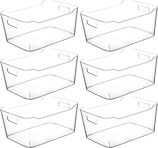 Clear Extra Large Plastic Storage Bins, Pantry Organizers and Storage Containers Fridge Organizer Bins for Organizing Home, Kitchen Organization. Bathroom, Refrigerator, Freezer, Laundry Room by CONTROLKITCHEN