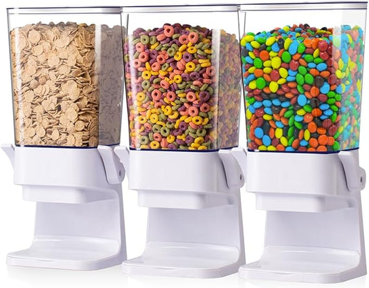 Cereal Dispenser Countertop, 5.5 Qt Cereal Containers Storage, Organization and Storage Containers for Kitchen, Snack Dispenser for Rice, Grains, Dry Food, Oatmeal, Pet food, White, 3Pc by ZeadesignNewProductNewLife