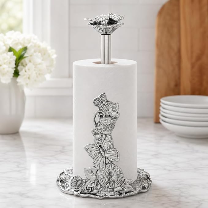 Arthur Court Butterfly Paper Towel Holder - Decorative Aluminum Design for Kitchen Countertop - 13 Inch Tall with Weighted Base - Image 8