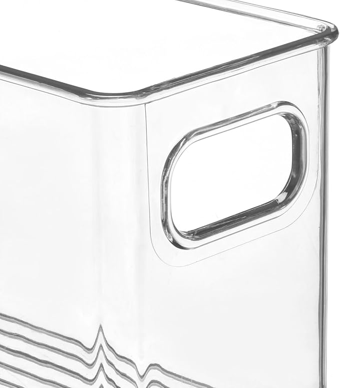 mDesign Plastic Bathroom Storage Container Bins w/ Handles - Closet, Cabinet, Vanity, Cupboard Shelf Organization, Hair Tools Accessory Organizer - Ligne Collection; Clear, ‎5x3.75x16 (Pack of 8) - Image 5