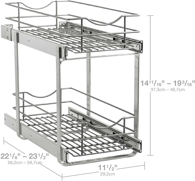 2 Tier Pull Out Cabinet Organizer,(11½"W x 22" D) Soft Close Slide Out Drawer For Kitchen Base Cabinet, Individual Pull Out Shelf, Roll Out Pantry Organization, 22 Inch Deep - Image 6