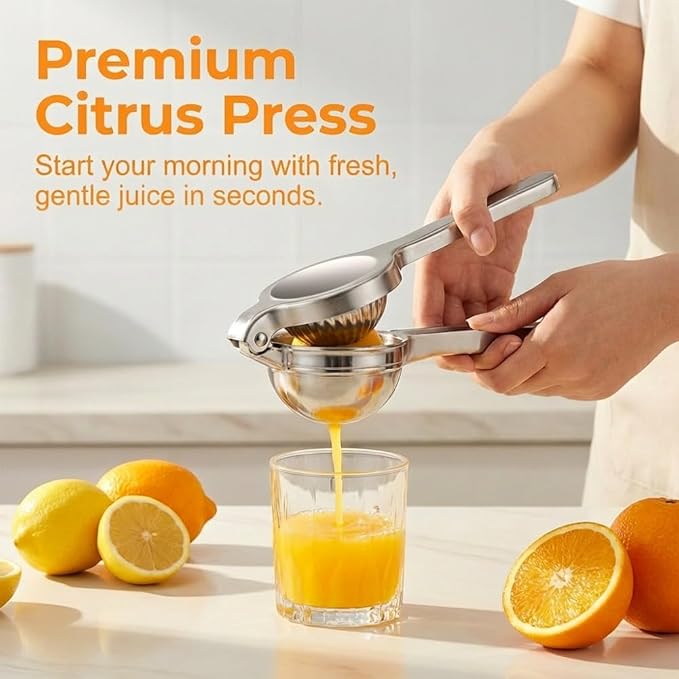 Handheld Lemon Juice Squeezer, Lemon Squeezer Stainless Steel, Manual Fruit Juice Squeezer, Heavy Duty Citrus Press Juicer, Ergonomic Hand Press Juicer for Lime, Orange, Grapefruit, Pomegranate (1pcs) - Image 2