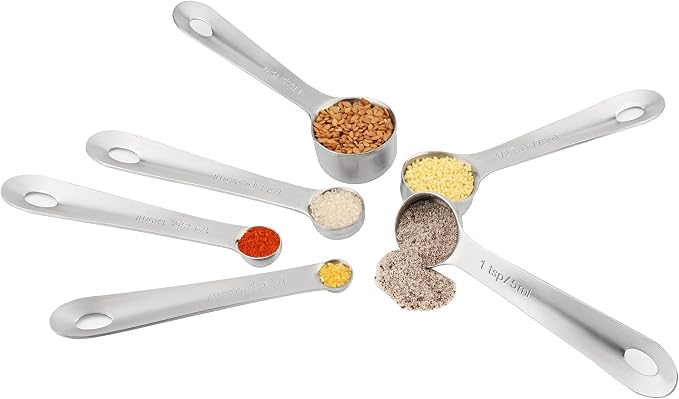 Measuring Spoons Set 6 with Flat Bottom, 18/8 Stainless Steel Measuring Spoons Set for Dry & Liquid, Metric & US Markings Measuring Tools for Kitchen & Baking - Image 4
