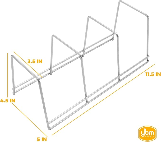 YBM Home Wire Dish Storage Rack for Plates, Cutting Boards, Bakeware, Pots and Pans, Serving Trays, Lids, and Other Cookware, 3 Section Plate Holder for Cabinets and Cupboards, 40-Pack, White 2552 - Image 4