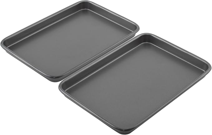 GoodCook Everyday Toaster Oven Mini Baking Sheets Set of 2 Set of 2 Heavy-Gauge Steel Baking Pans with Scratch-Resistant Nonstick, 9 x 6.2-Inch, Gray - Image 3