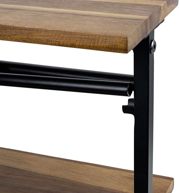 MyGift Premium Solid Acacia Wood Paper Towel Holder with Top Display Shelf and Matte Black Metal Frame, Freestanding Kitchen Countertop Disposable Roll Dispenser Storage Rack - Image 6