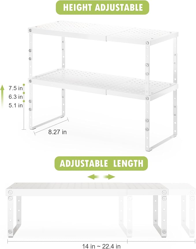 RUILALIFE Expandable Cabinet Organizer Shelf With Adjustable Height, Stackable Kitchen Countertop Organizer Rack, Adjustable Shelf Riser For Kitchen Counter, Pantry, Cupboard, Desk, Tabletop - Image 3